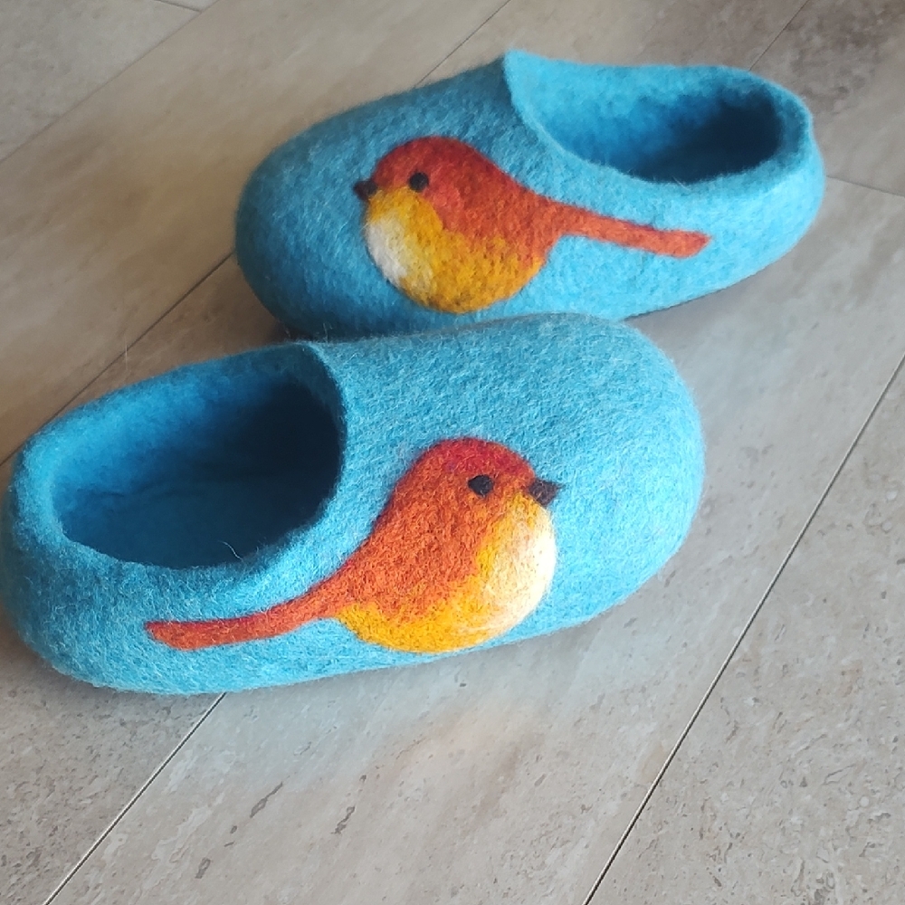 Felt Bird Kids Slippers Sparrow Wool Clogs Felted